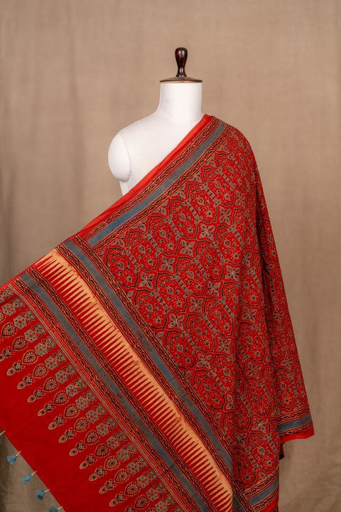 Maroon Ajarakh Cotton Block Print