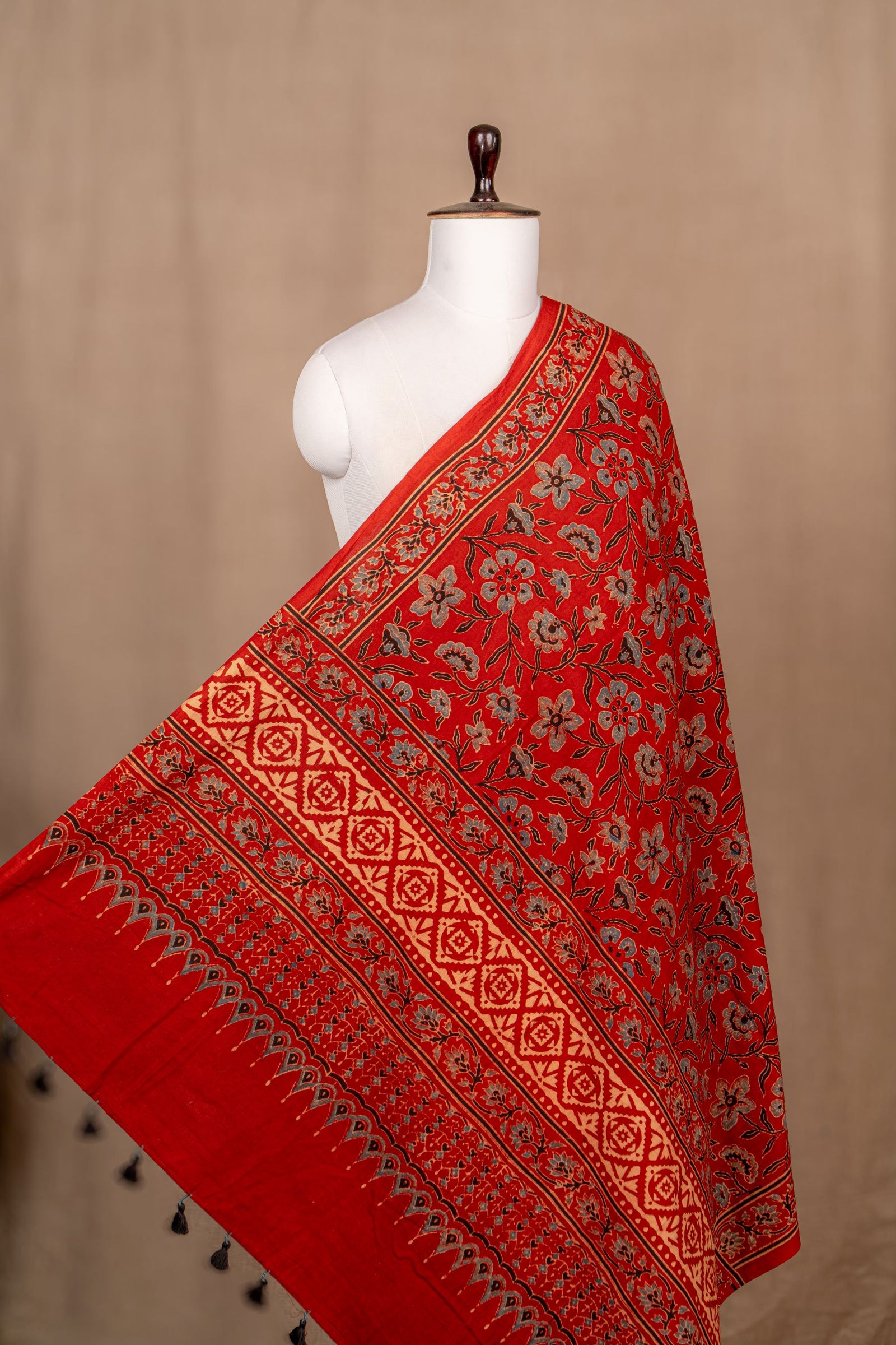 Maroon Ajarakh Cotton Block Print