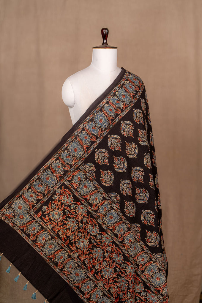 Black Ajarakh Cotton Block Print