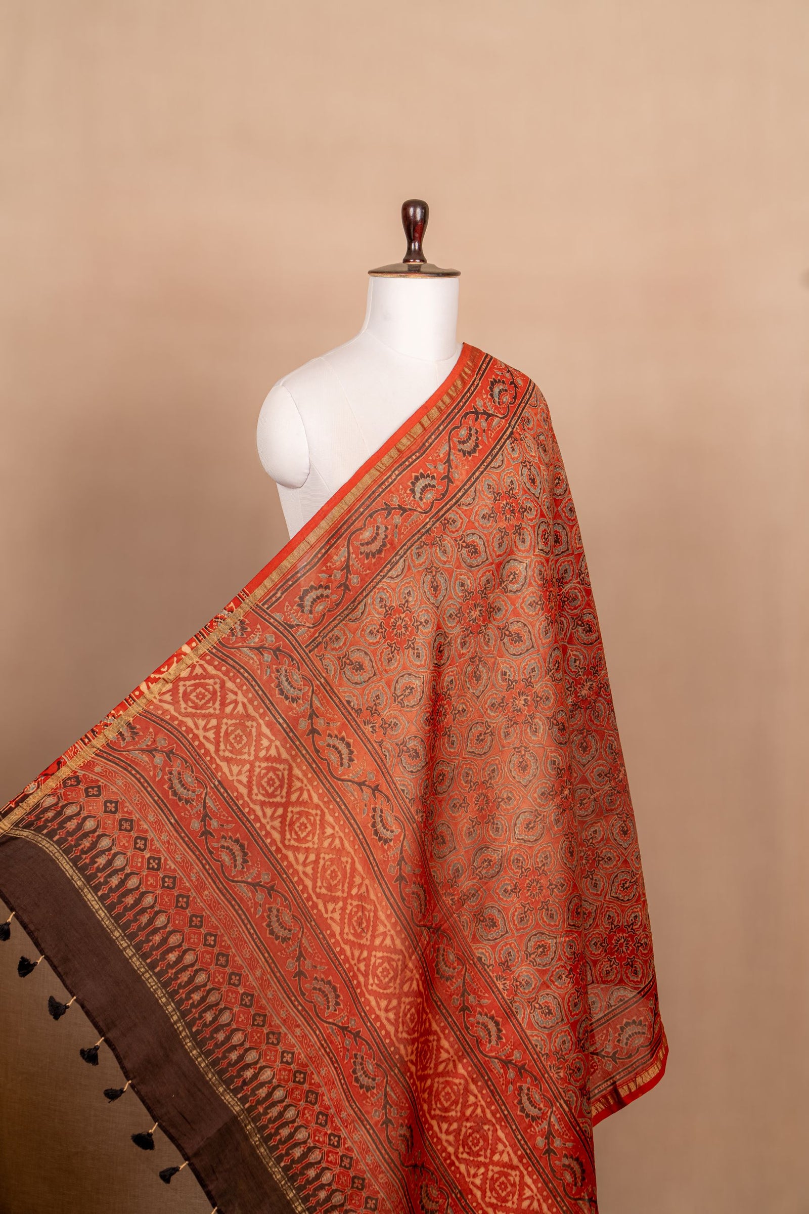 Brick Ajarakh Chanderi Block Print