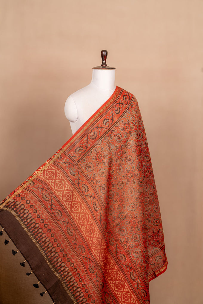 Brick Ajarakh Chanderi Block Print