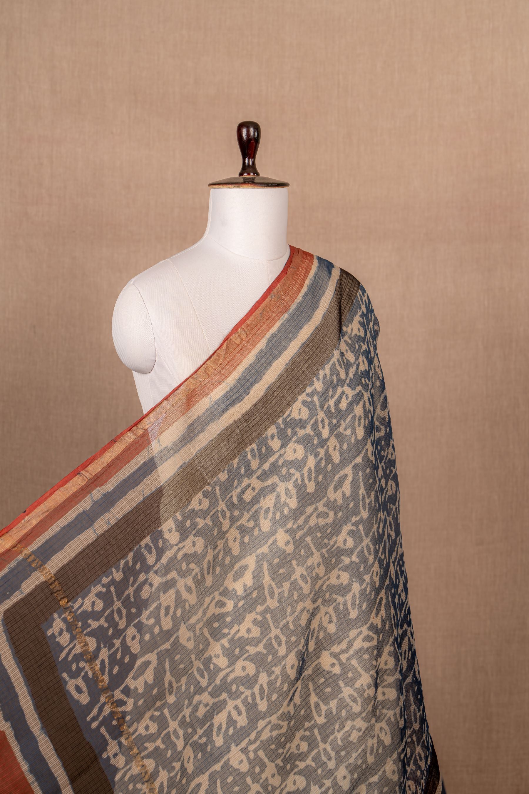 Indigo Bagru And Dabu Kota Doria Block Print