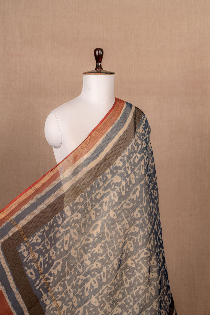 Indigo Bagru And Dabu Kota Doria Block Print