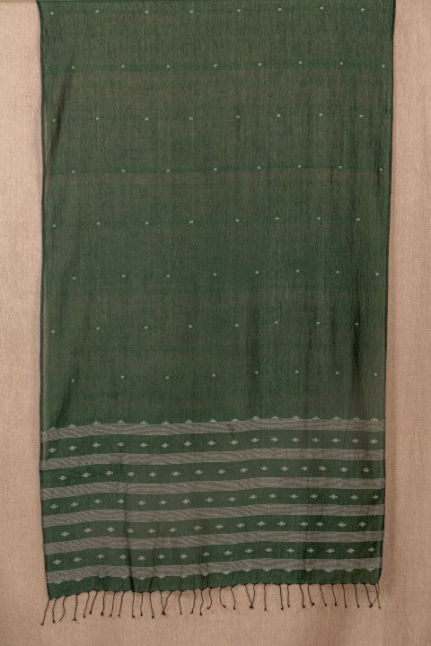 Green Jamdani Mul Cotton Handwoven