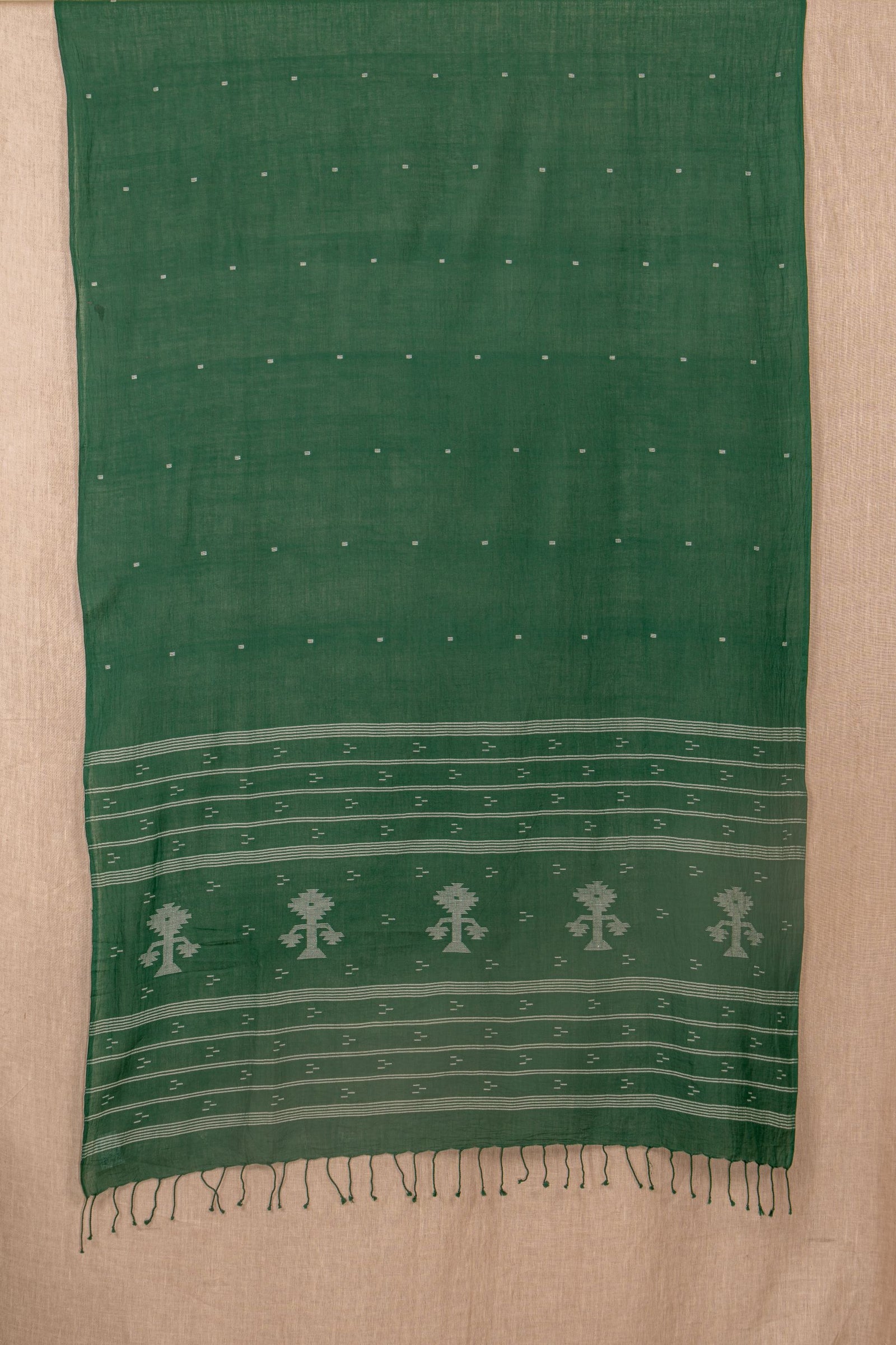 Green Jamdani Mul Cotton Handwoven