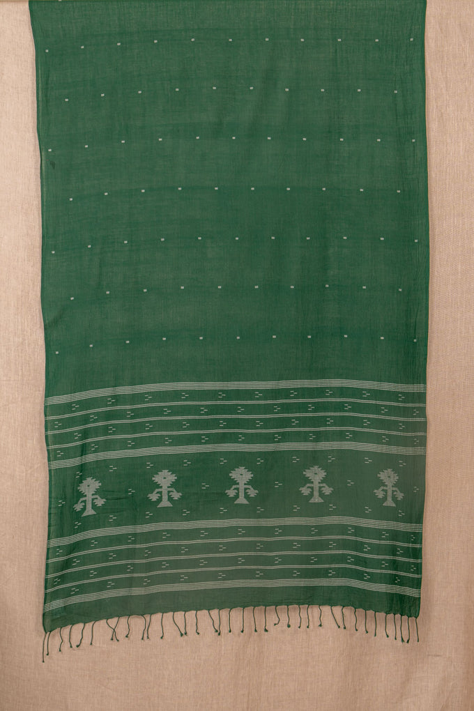 Green Jamdani Mul Cotton Handwoven