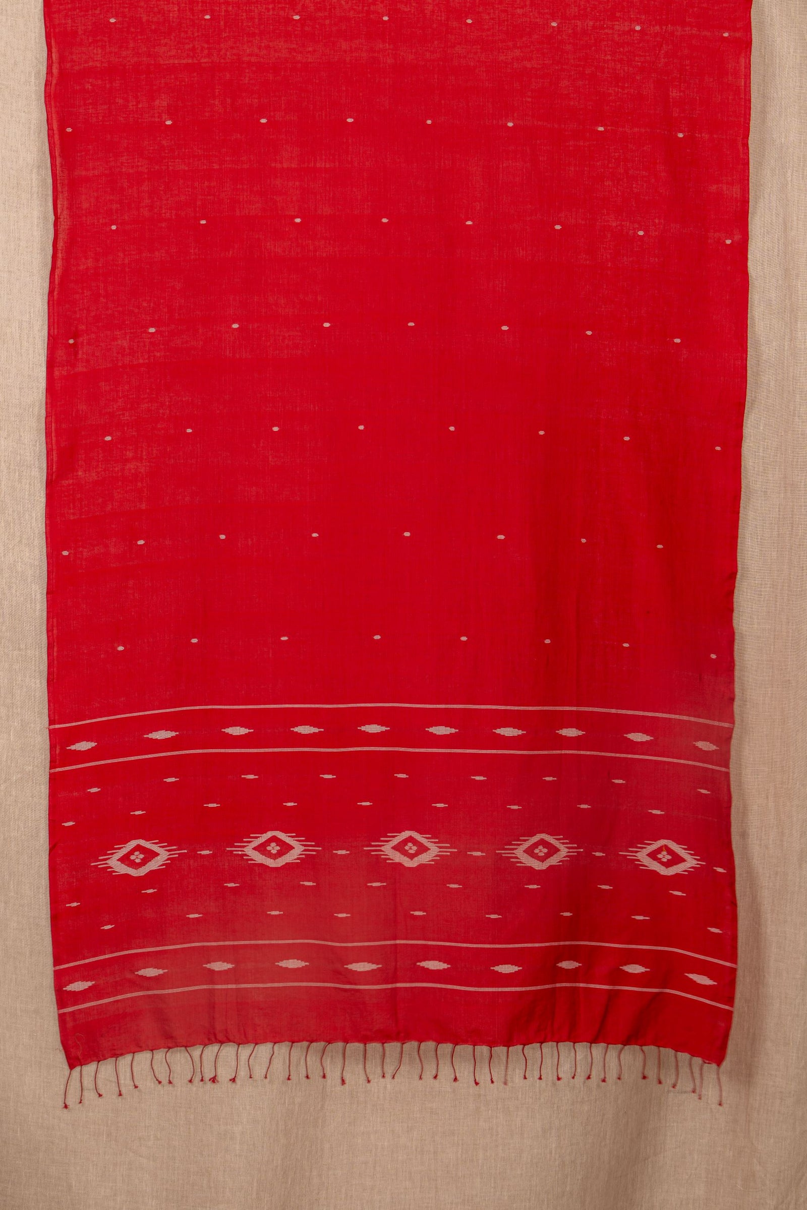 Red Jamdani Mul Cotton Handwoven