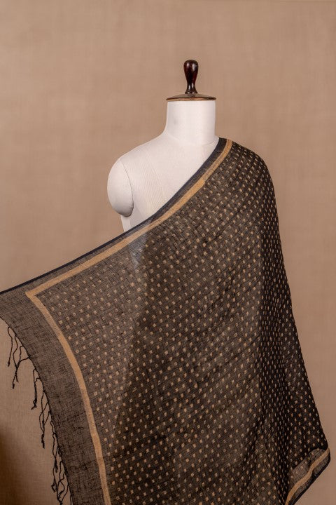 Black Linen Block Print