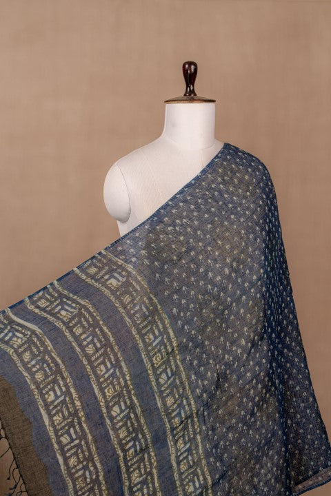 Indigo Linen Block Print