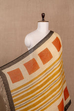 Beige Linen Block Print