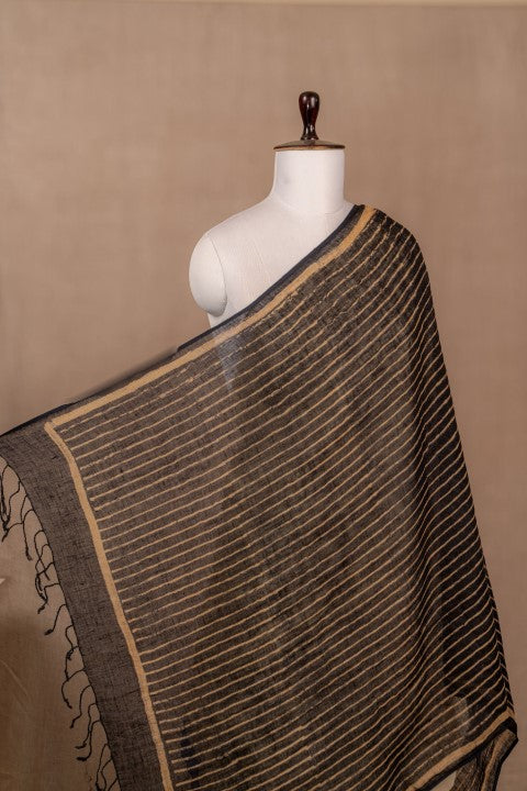 Black Linen Block Print