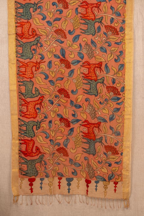 Pink Handpaint Banglore Silk Kalamkari