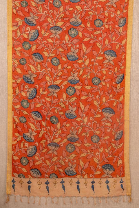 Rust Handpaint Banglore Silk Kalamkari