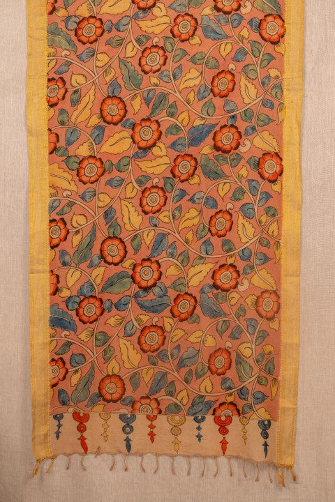 Light Pink Handpaint Banglore Silk Kalamkari