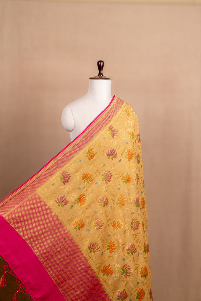 Cream Cutwork Jal Muga Silk Handloom