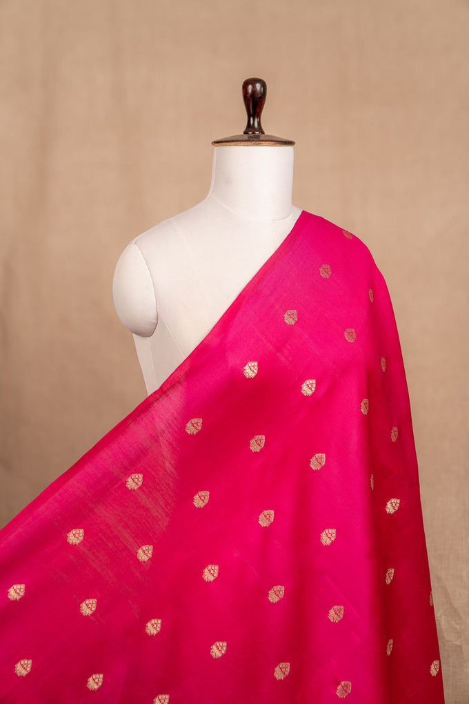 Rani Pink Cutwork Buti Chanderi Silk Handwoven
