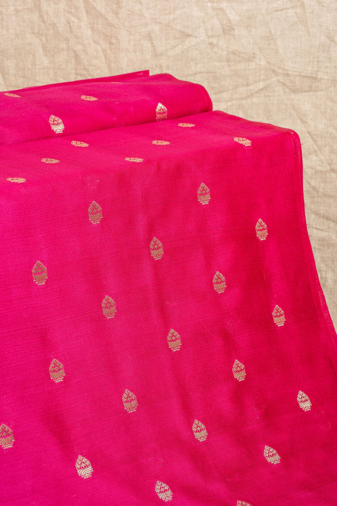 Rani Pink Cutwork Buti Chanderi Silk Handwoven