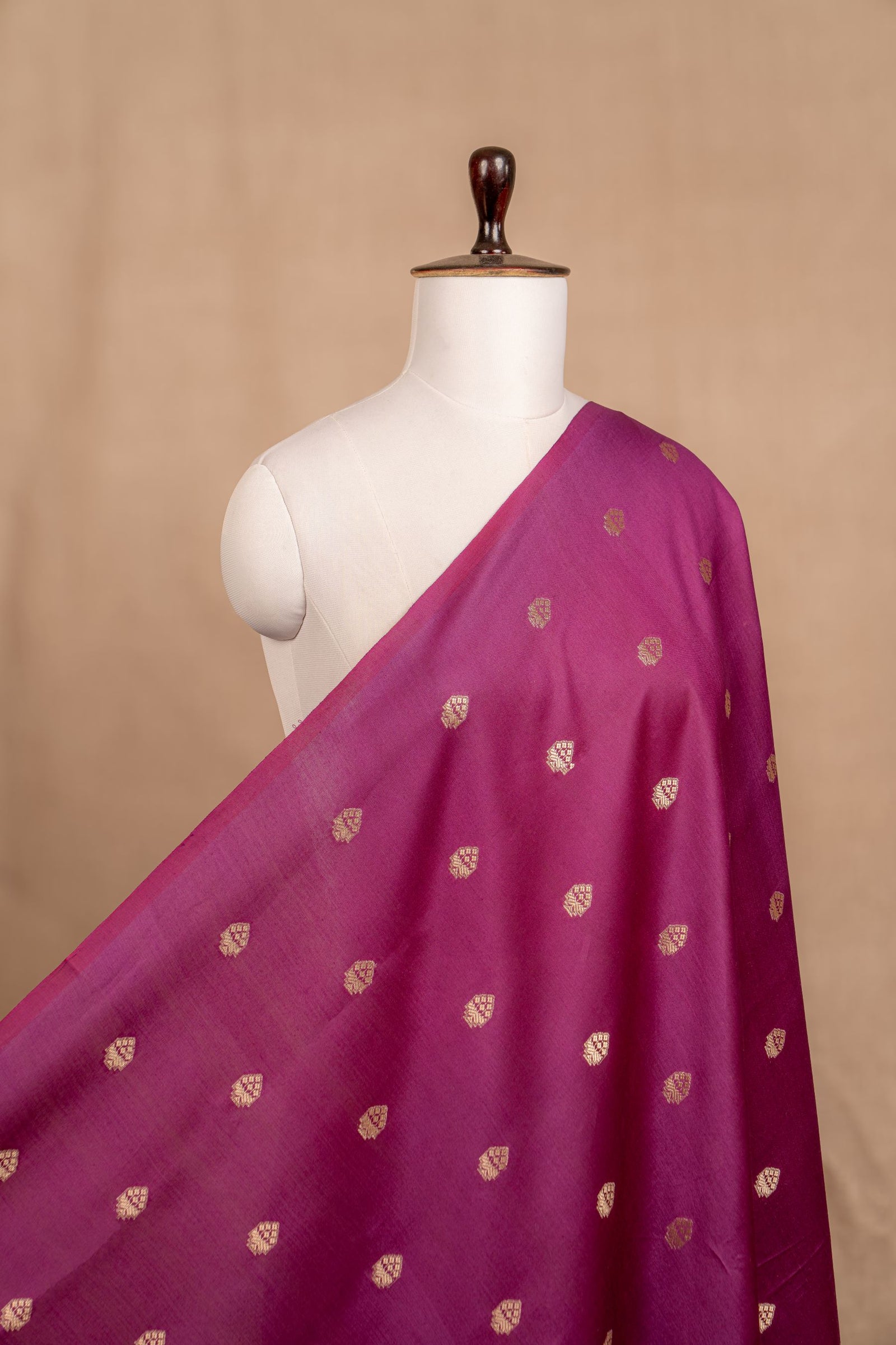 Purple Cutwork Buti Chanderi Silk Handwoven