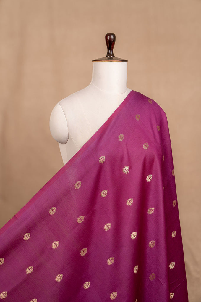 Purple Cutwork Buti Chanderi Silk Handwoven