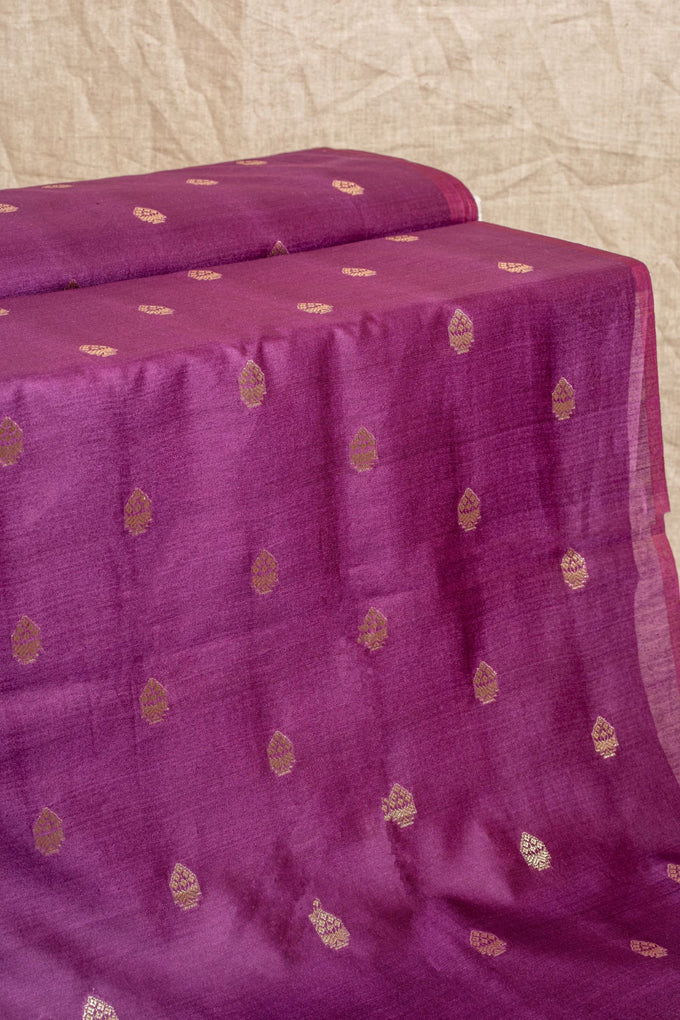 Purple Cutwork Buti Chanderi Silk Handwoven