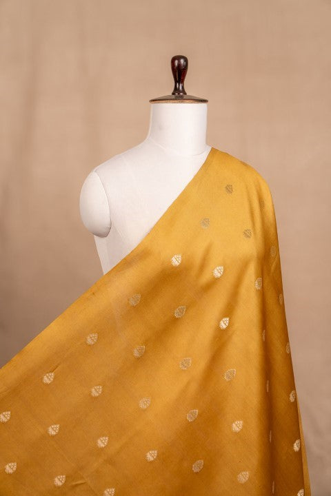 Ochre Yellow Cutwork Buti Chanderi Silk Handwoven