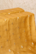 Ochre Yellow Cutwork Buti Chanderi Silk Handwoven