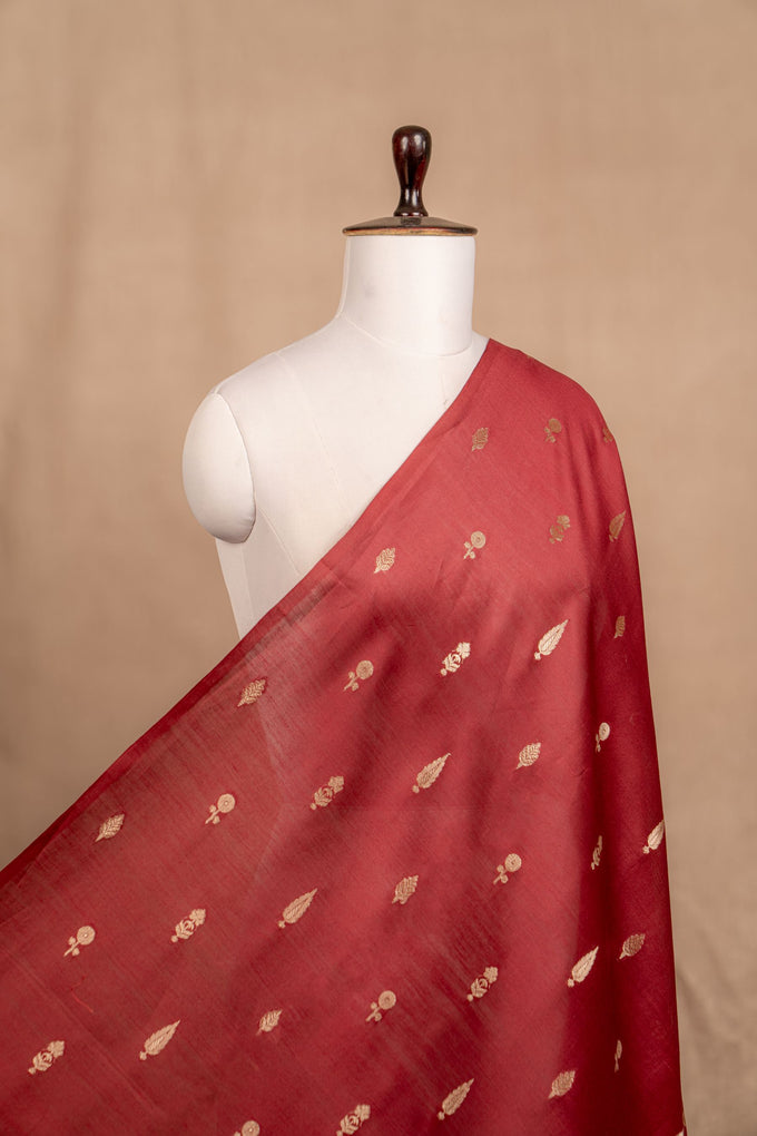 Maroon Cutwork Buti Chanderi Silk Handwoven