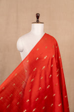 Red Cutwork Buti Chanderi Silk Handwoven
