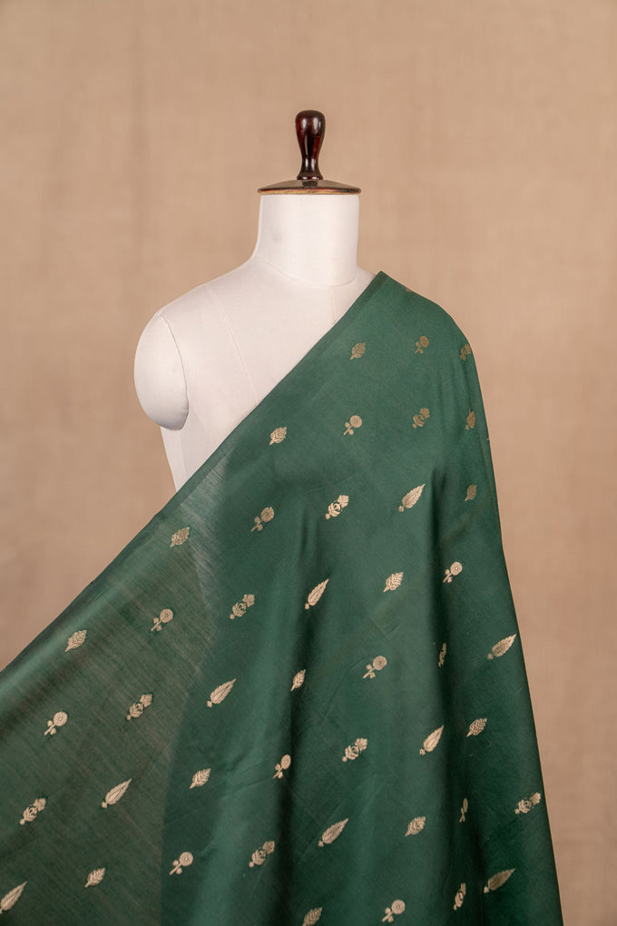 Bottole Green Cutwork Buti Chanderi Silk Handwoven