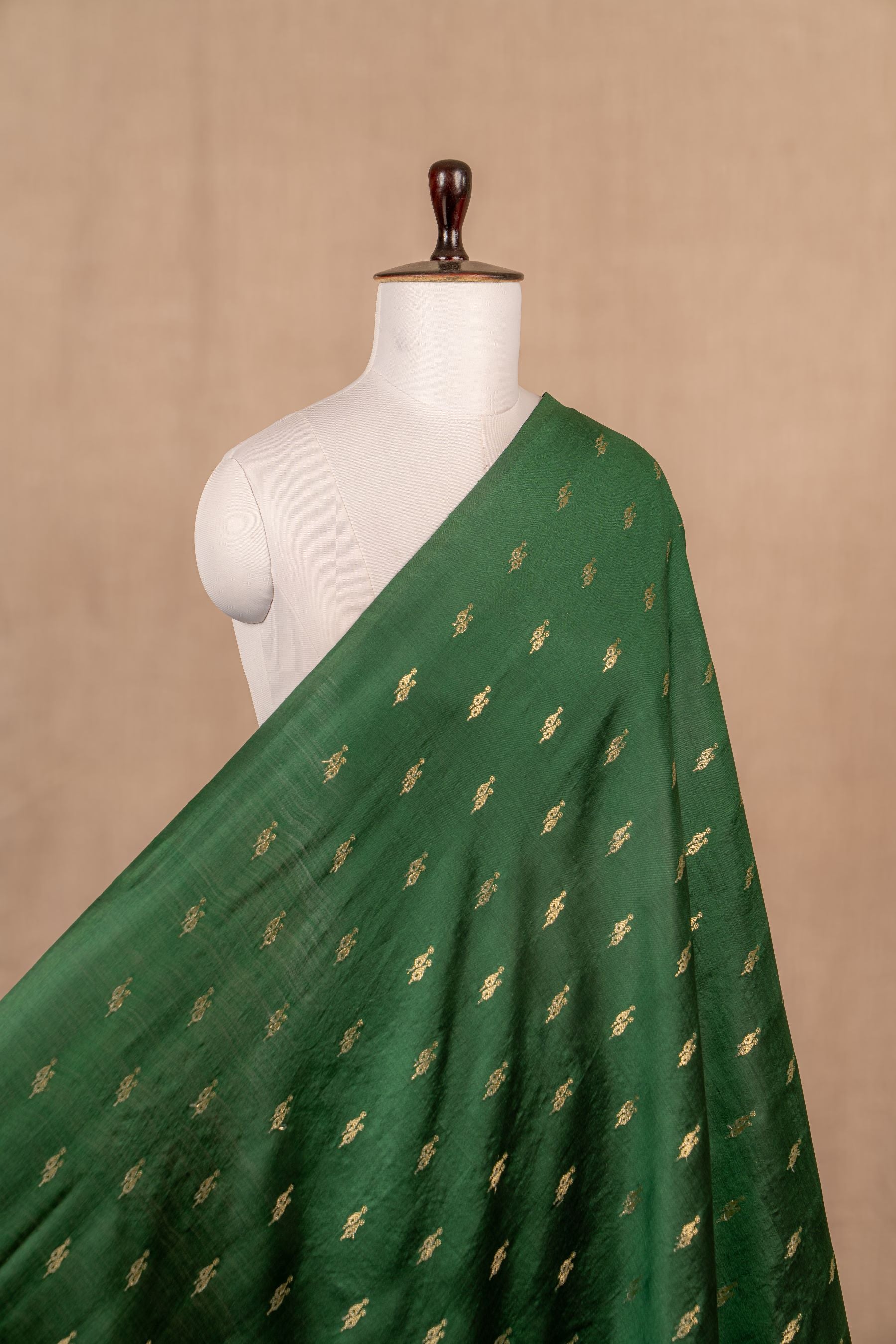 Bottole Green Cutwork Buti Chiniya Silk Handwoven