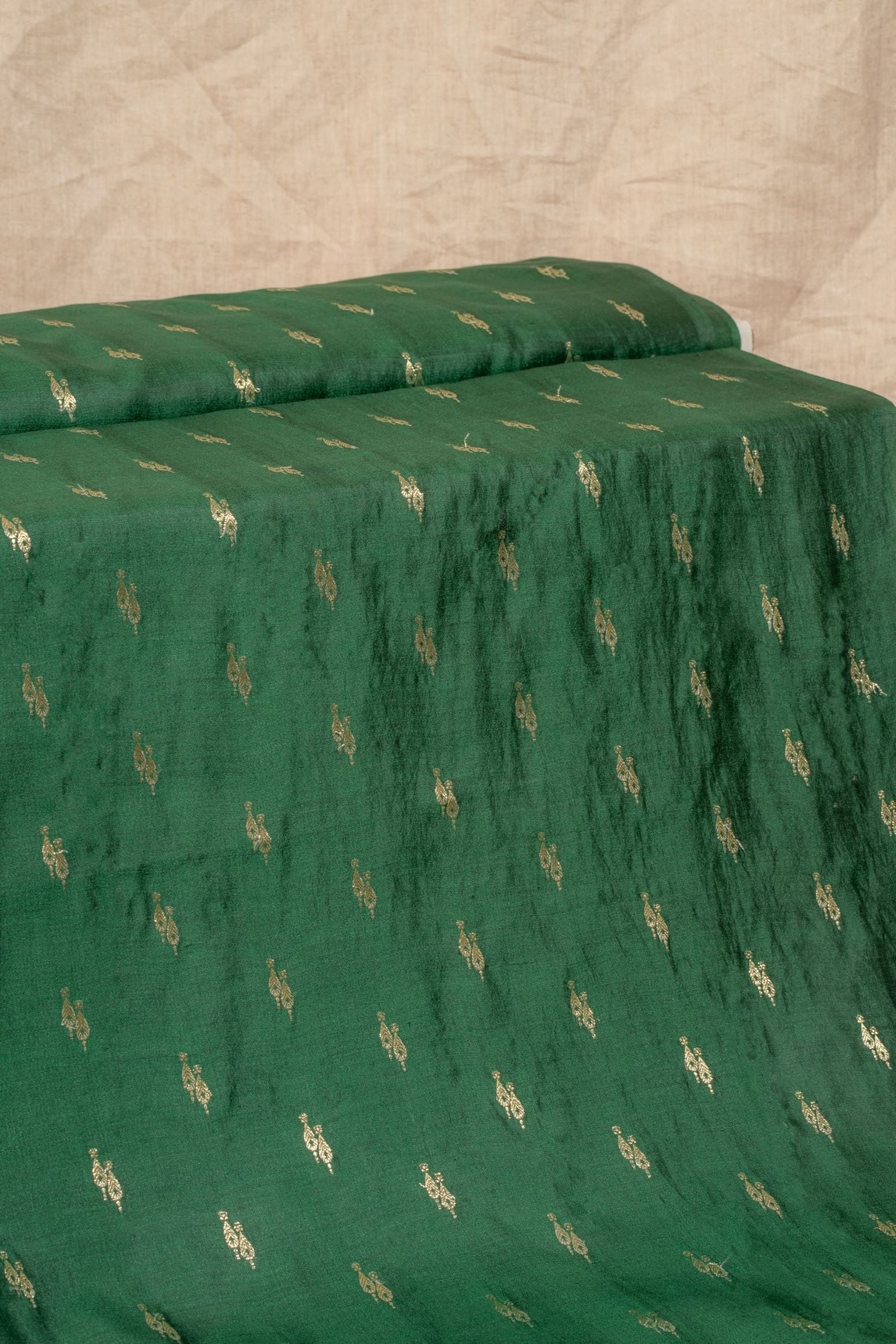 Bottole Green Cutwork Buti Chiniya Silk Handwoven