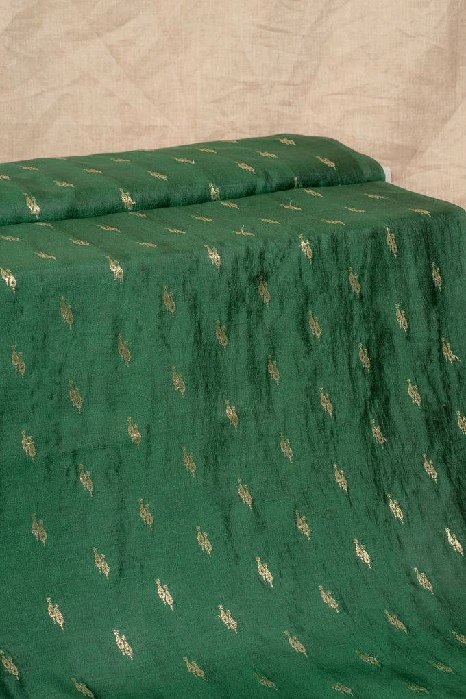 Bottole Green Cutwork Buti Chiniya Silk Handwoven