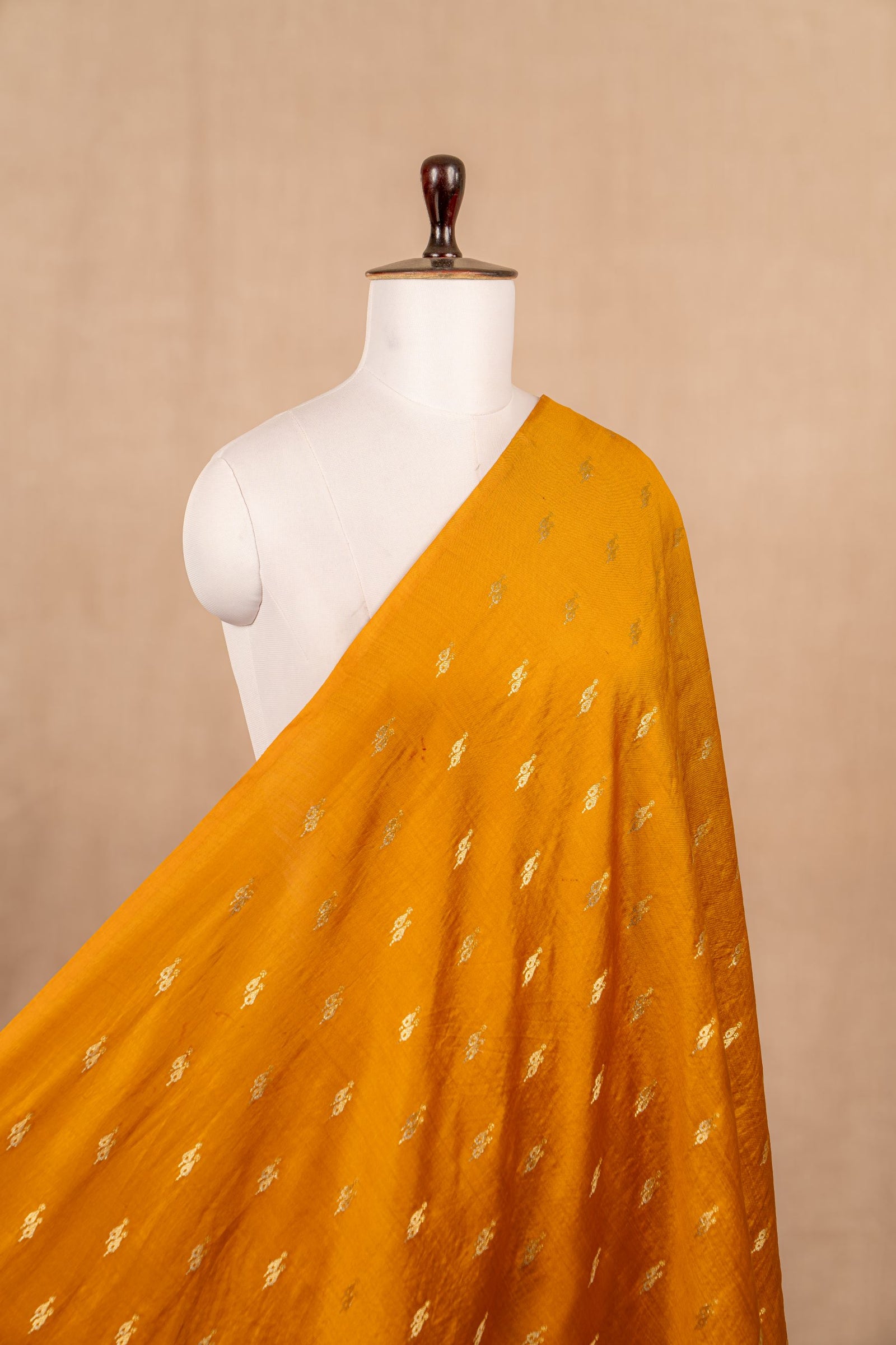 Mustard Cutwork Buti Chiniya Silk Handwoven