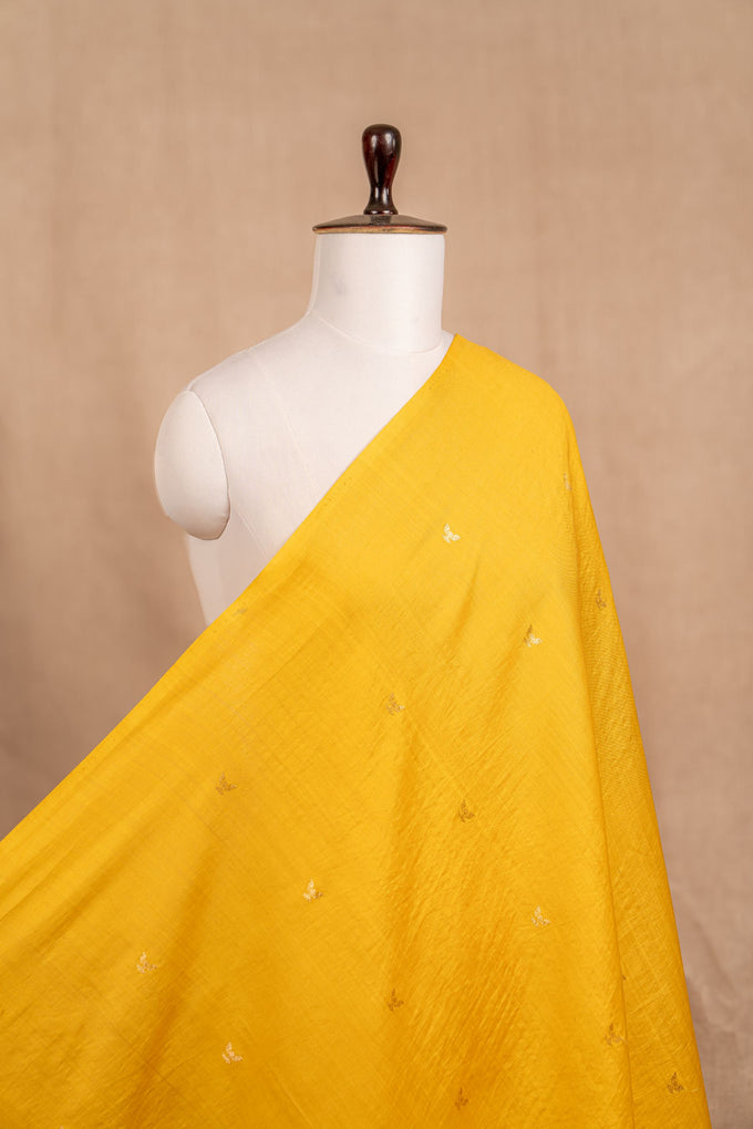 Yellow Cutwork Buti Chiniya Silk Handwoven