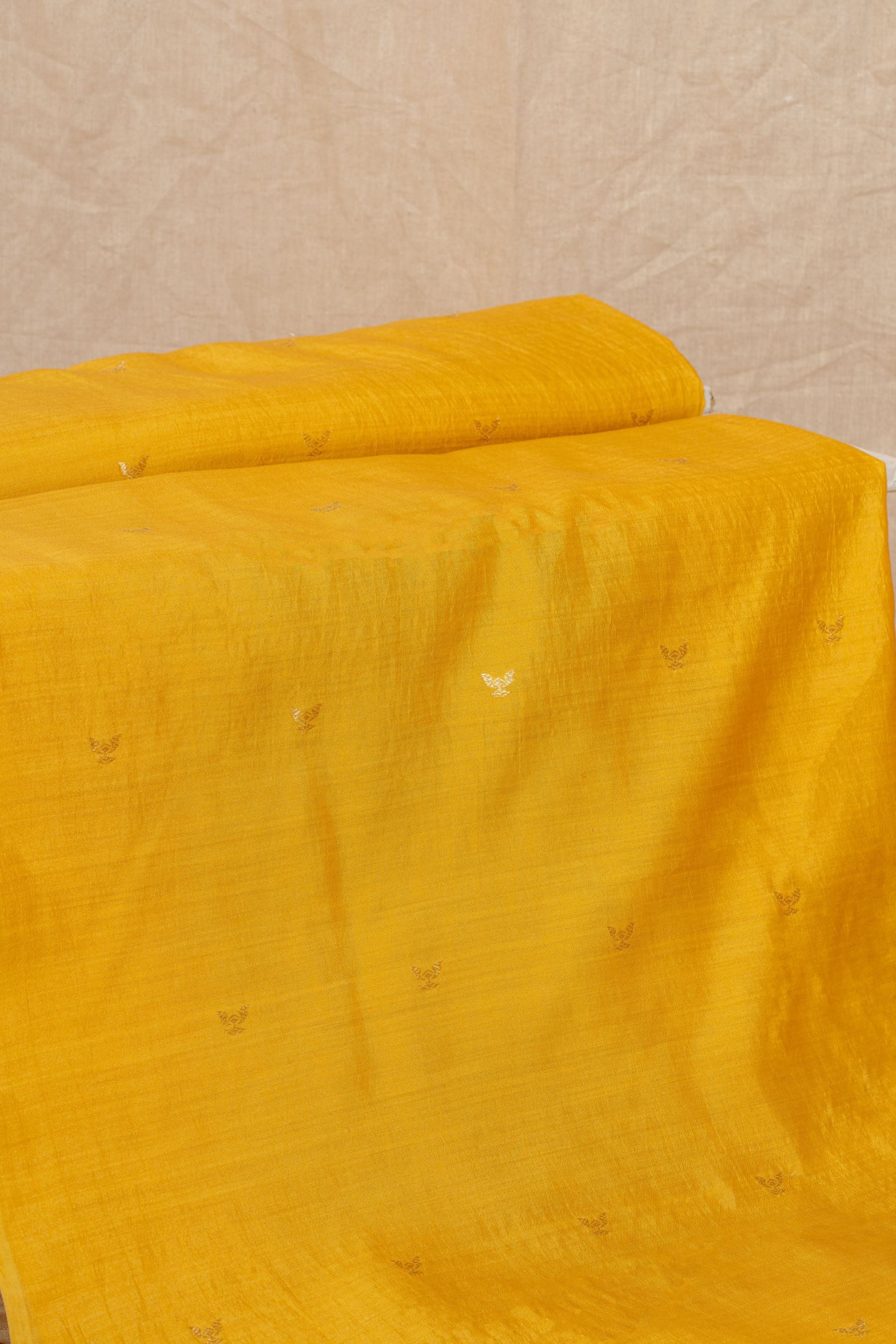 Yellow Cutwork Buti Chiniya Silk Handwoven