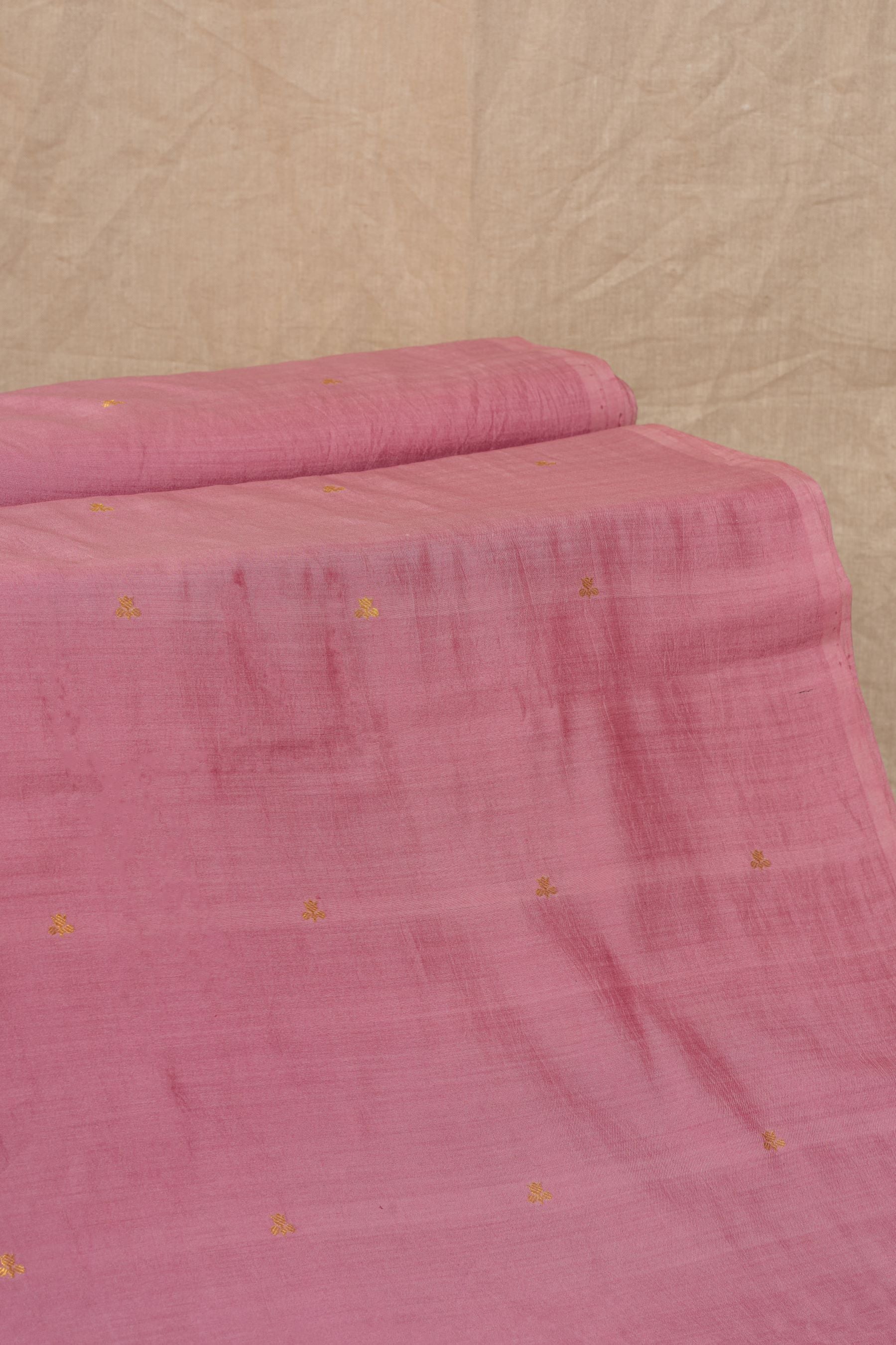 Pink Cutwork Buti Chiniya Silk Handwoven