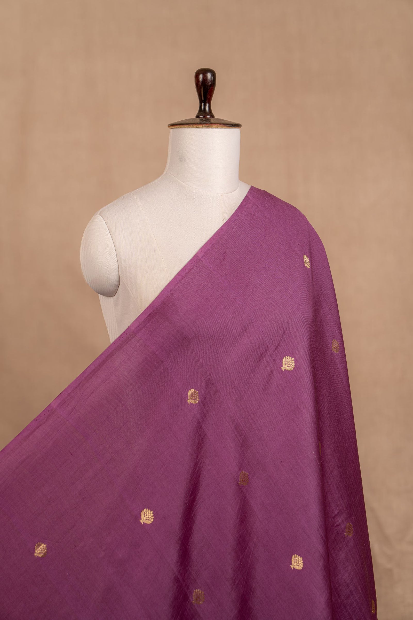 Purple Cutwork Buti Chiniya Silk Handwoven