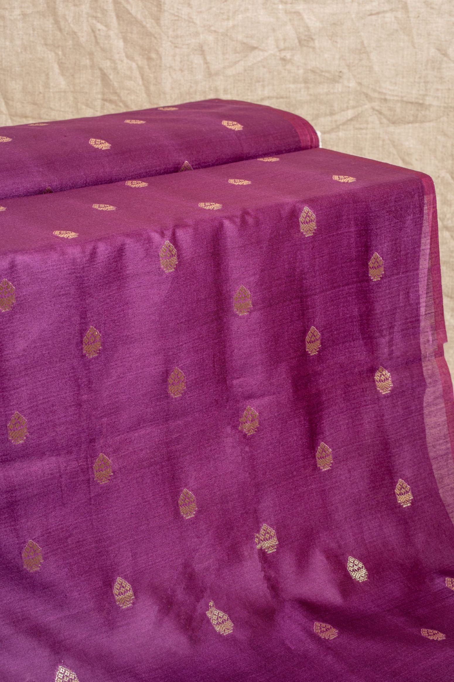 Purple Cutwork Buti Chiniya Silk Handwoven