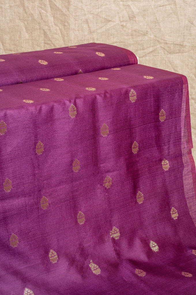 Purple Cutwork Buti Chiniya Silk Handwoven