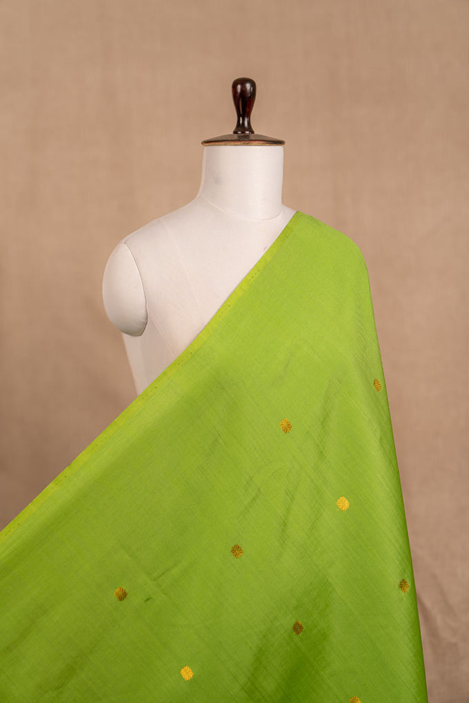 Parrot Green Cutwork Buti Chiniya Silk Handwoven