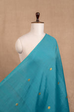 Teal Blue Cutwork Buti Chiniya Silk Handwoven