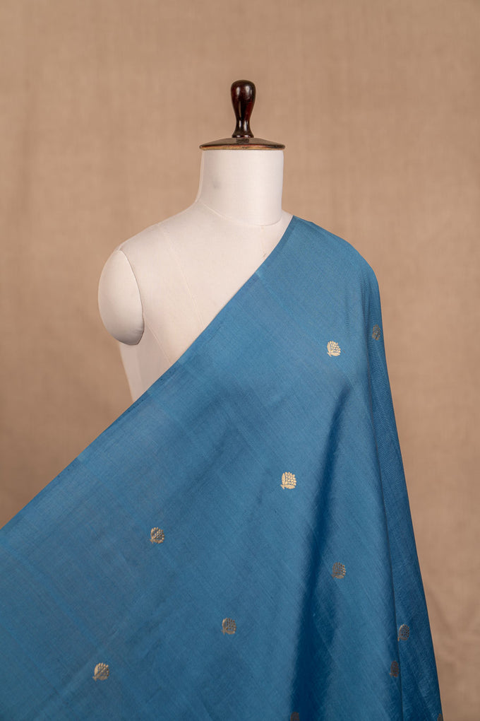 Blue Cutwork Buti Chiniya Silk Handwoven