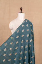 Blue Cutwork Buti Mulberry Silk Handwoven