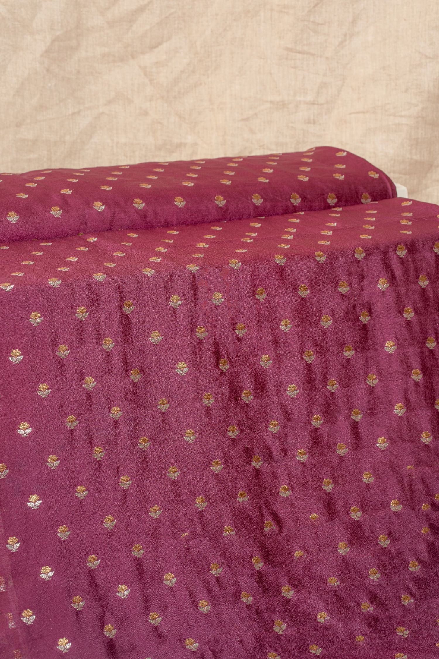 Wine Cutwork Buti Mulberry Silk Handwoven