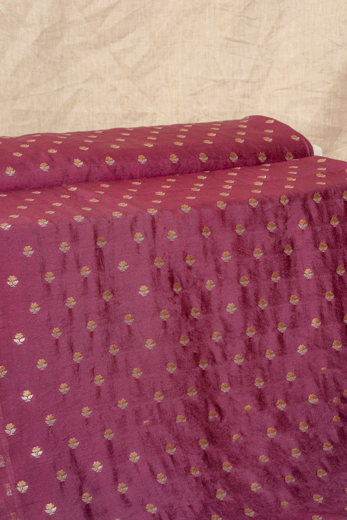 Wine Cutwork Buti Mulberry Silk Handwoven