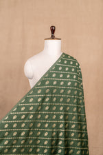 Bottle Green Cutwork Buti Mulberry Silk Handwoven
