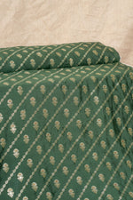 Bottle Green Cutwork Buti Mulberry Silk Handwoven