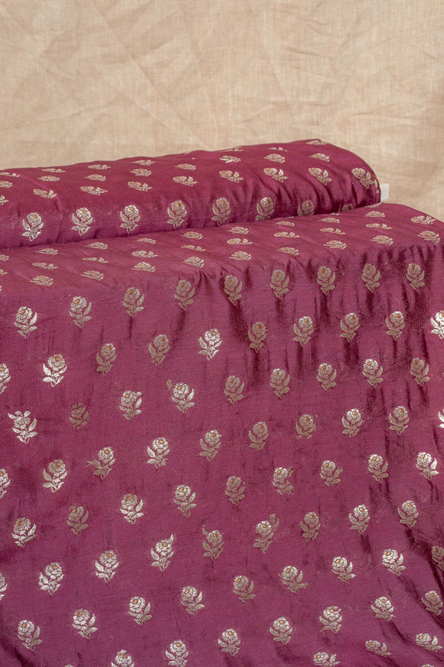 Wine Cutwork Buti Mulberry Silk Handwoven