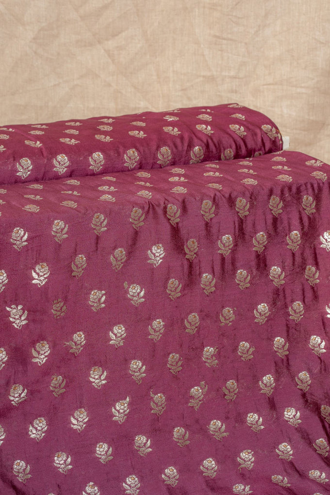 Wine Cutwork Buti Mulberry Silk Handwoven