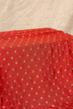 Red Cutwork Buti Mulberry Silk Handwoven